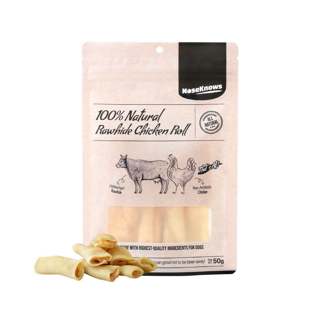 NoseKnows Rawhide Chicken Roll, NATURAL PETFOOD, HANDMADE PETFOOD