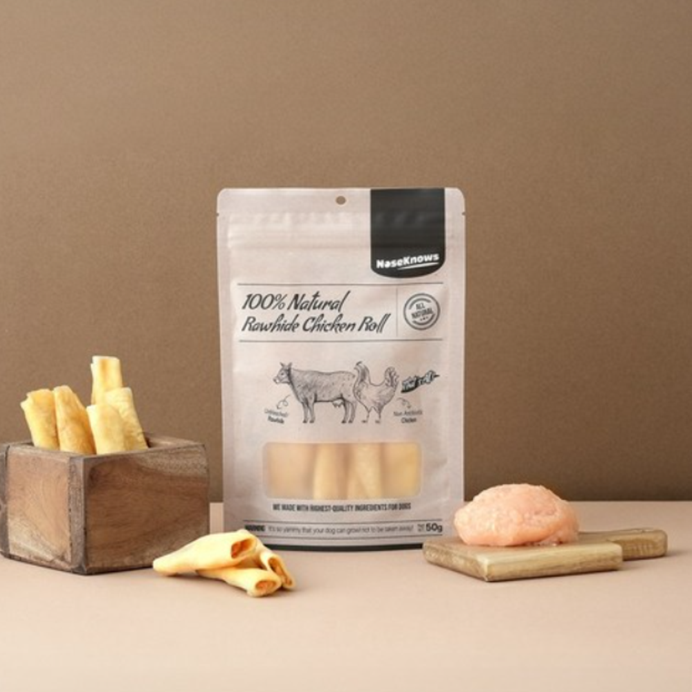 NoseKnows Rawhide Chicken Roll, NATURAL PETFOOD, HANDMADE PETFOOD