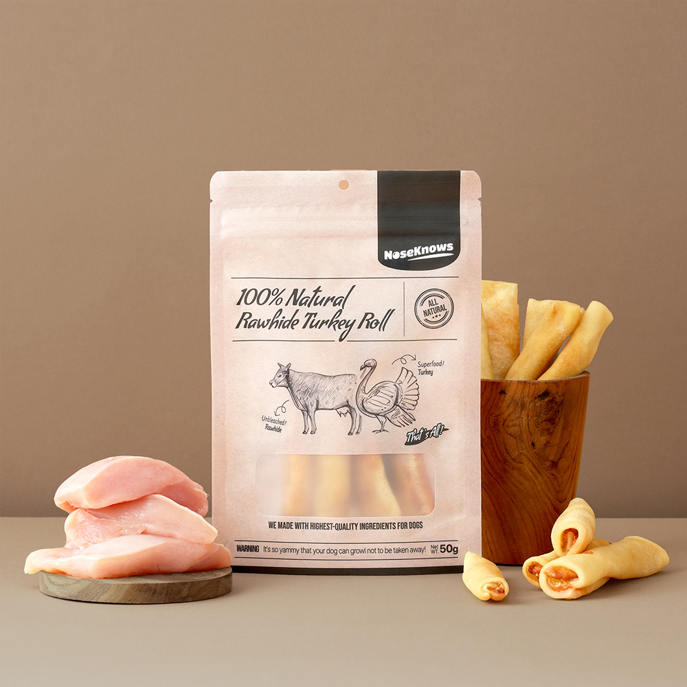 NoseKnows Rawhide Turkey Roll, NATURAL PETFOOD, HANDMADE PETFOOD