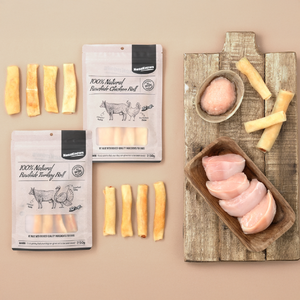 NoseKnows Rawhide Turkey Roll, NATURAL PETFOOD, HANDMADE PETFOOD